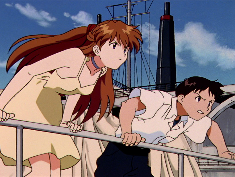 Neon Genesis Evangelion The Complete Series review, Asuka and Shinji on the aircraft carrier